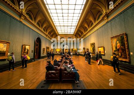 LONDON- Interior of the National Portrait Gallery- a landmark building and popular visitor attraction in Trafalgar Square.