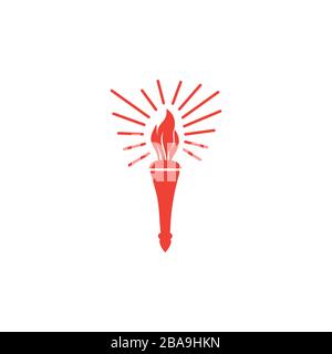 Torch Red Icon On White Background. Red Flat Style Vector Illustration. Stock Vector