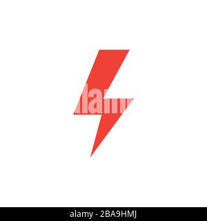Thunderbolt Red Icon On White Background. Red Flat Style Vector Illustration. Stock Vector