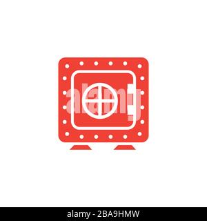 Vault Red Icon On White Background. Red Flat Style Vector Illustration Stock Vector