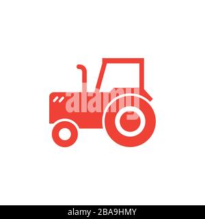 Tractor Red Icon On White Background. Red Flat Style Vector Illustration. Stock Vector