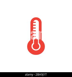 Thermometers Red Icon On White Background. Red Flat Style Vector Illustration. Stock Vector