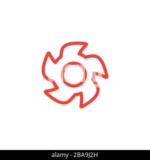 Turbine Line Red Icon On White Background. Red Flat Style Vector Illustration Stock Vector