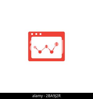 Web Page Analysis Red Icon On White Background. Red Flat Style Vector Illustration. Stock Vector