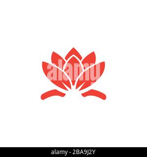 Water Lily Red Icon On White Background. Red Flat Style Vector Illustration Stock Vector