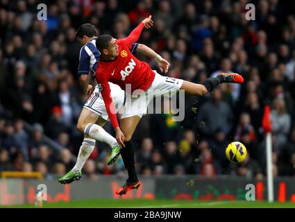 Manchester United's Chris Smalling, right, vies for the ball against ...