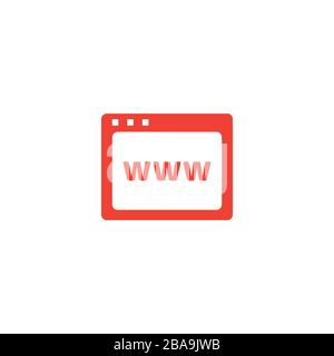 Web Page Red Icon On White Background. Red Flat Style Vector Illustration Stock Vector