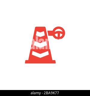 Traffic Cone Red Icon On White Background. Red Flat Style Vector Illustration. Stock Vector