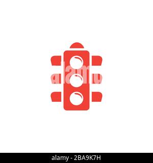 Traffic Light Signal Red Icon On White Background. Red Flat Style Vector Illustration. Stock Vector