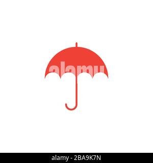 Umbrella Red Icon On White Background. Red Flat Style Vector Illustration Stock Vector