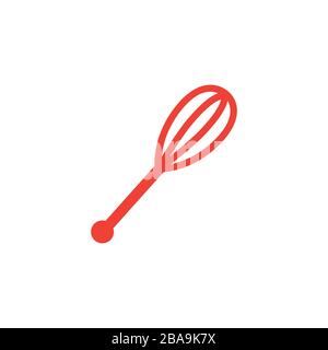 Whisk Red Icon On White Background. Red Flat Style Vector Illustration Stock Vector