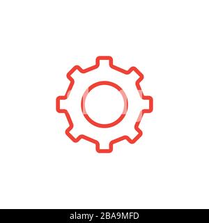 Gear Line Red Icon On White Background. Red Flat Style Vector Illustration Stock Vector