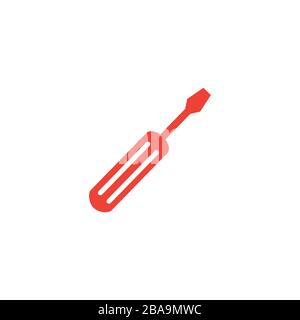 Screwdriver Red Icon On White Background. Red Flat Style Vector Illustration Stock Vector