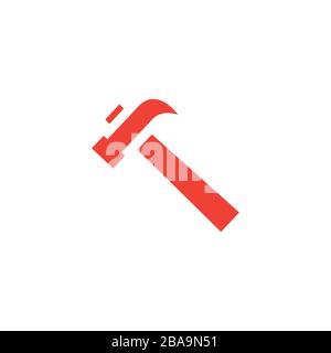 Hammer Red Icon On White Background. Red Flat Style Vector Illustration Stock Vector