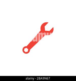 Wrench Red Icon On White Background. Red Flat Style Vector Illustration Stock Vector