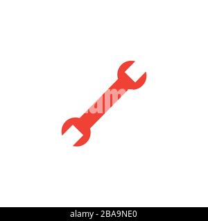 Wrench Red Icon On White Background. Red Flat Style Vector Illustration Stock Vector