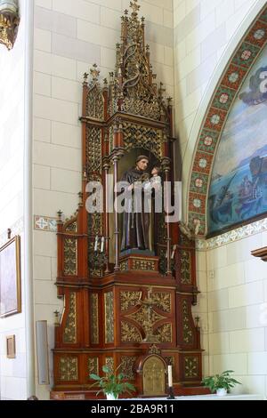 Saint Anthony of Padua altar in the  Franciscan Church of St. Francis of Assisi in Zagreb, Croatia Stock Photo