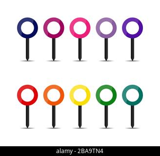 Set of vector round map pointers. Stock illustration for applications and sites. Stock Vector