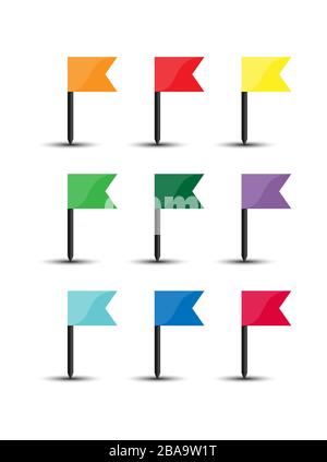 Set of vector map pointer flags. Stock illustration for applications and sites. Stock Vector
