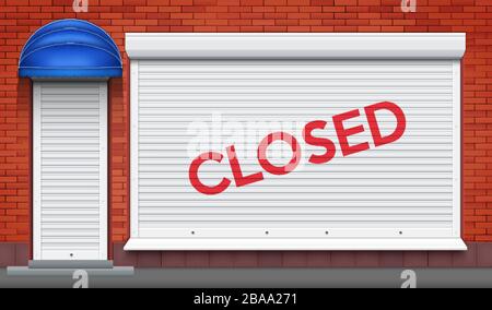 Shop facade with closed storefront Stock Vector