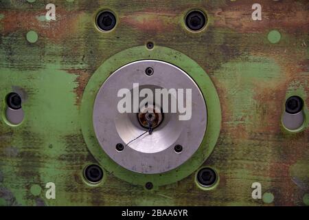 part of metal mold with pressed bearing for rotary axis Stock Photo