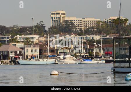 Newport Beach Harbor Balboa Island California Stock Photo