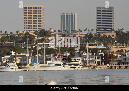 Newport Beach Harbor Balboa Island California Stock Photo