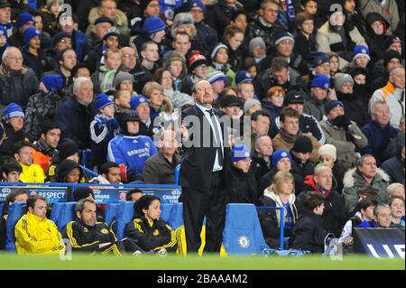 Chelsea manager Rafael Benitez on the touchline Stock Photo