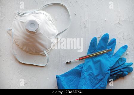 Anti virus protection mask ffp2 standart to prevent corona COVID-19 and SARS infection Stock Photo