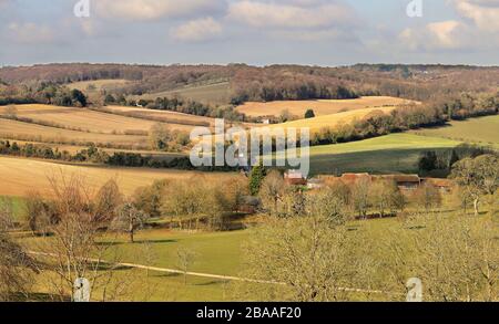 An English Rural Landscape in the Chiltern Hills in South Oxfordshire Stock Photo