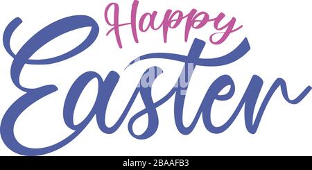 Happy Easter calligraphic lettering on white background. Stock Vector