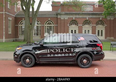 Dearborn Police Department vehicle outside the Henry Ford Museum, Dearborn, Michigan, USA Stock Photo