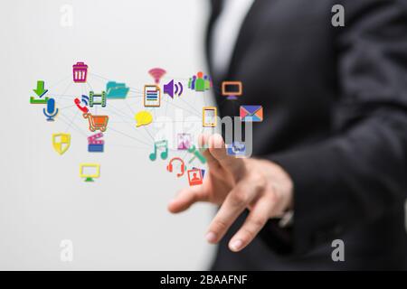 A 2d rendering Cloud computing, Cloud Computing Concept Stock Photo