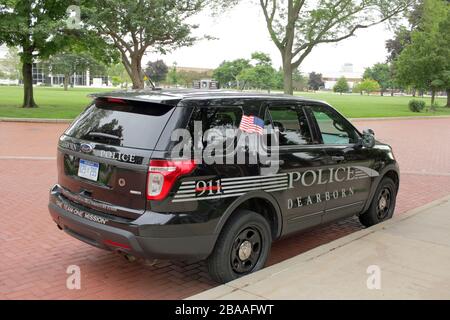 Dearborn Police Department vehicle outside the Henry Ford Museum, Dearborn, Michigan, USA Stock Photo