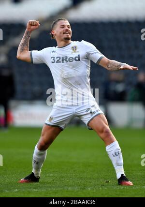 Leeds United's Kalvin Phillips celebrates after the final whistle Stock Photo