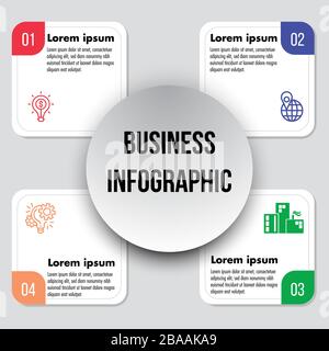 Illustration of modern line business infographics with title,elements, creative,shapes - vector Stock Vector