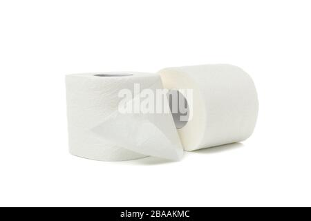 Rolls of toilet paper isolated on white background Stock Photo