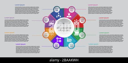 Illustration of infographic with step options colorful infographic with title,elements, creative,shapes - vector Stock Vector