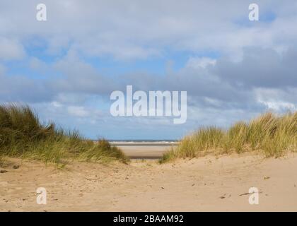 Gap in the sand dunes, Wells-next-the-Sea, Norfolk, UK Stock Photo