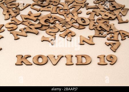 Epidemic corona virus covid-19 written in Turkish. Kovid means covid in Turkish Stock Photo