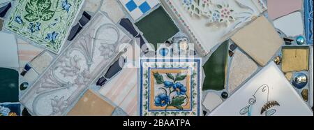 Mosaic tiles with flowers and plants Stock Photo