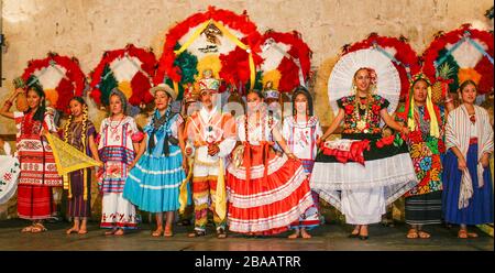 Traditional dancers perform in Mexico Stock Photo