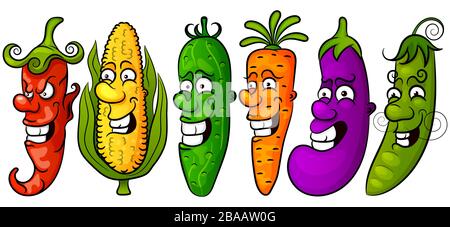 Fresh vegetables icons set of vector illustrations Stock Vector