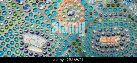 Mosaic tiles with shiny stones Stock Photo