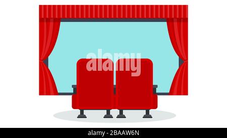 Cinema seats illustration. Flat vector objects isolated on a white background. Stock Vector