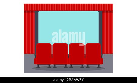 Cinema seats illustration. Flat vector objects isolated on a white background. Stock Vector