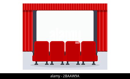 Cinema seats illustration. Flat vector objects isolated on a white background. Stock Vector