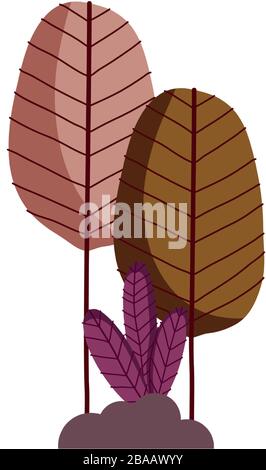 trees foliage nature bush plants isolated icon vector illustration Stock Vector