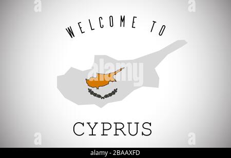 Cyprus Welcome to Text and Country flag inside Country Border Map. Cyprus map with national flag Vector Design Illustration. Stock Vector