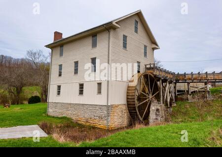 Abingdon,Virginia,USA - March 23,2020:  The White Mill is the last of it's kind in Wahington County, Virginia. According to a sign inside the building Stock Photo